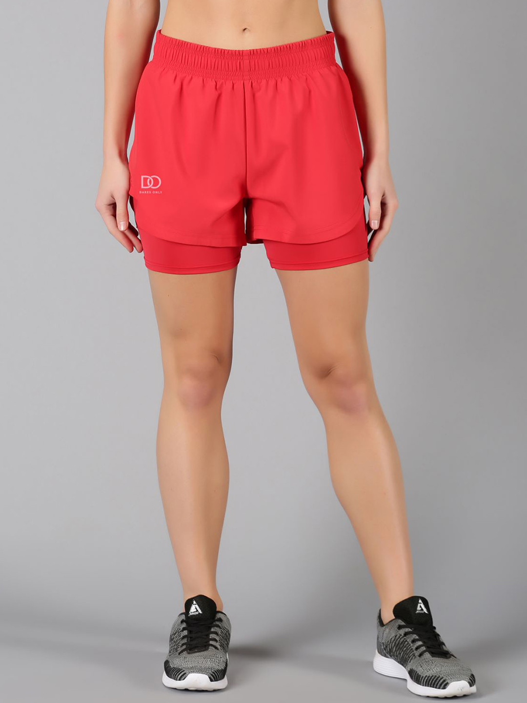 Buy The Short Store Women Red Slim Fit High Rise Running Sports Shorts