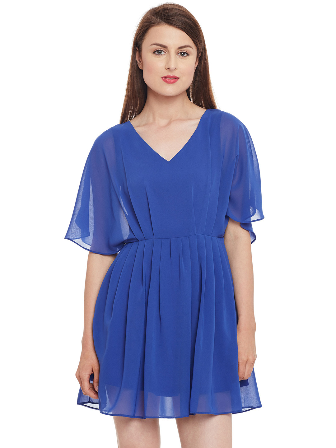 Buy Kazo Women Blue Solid Fit & Flare Dress Dresses for Women 1921037