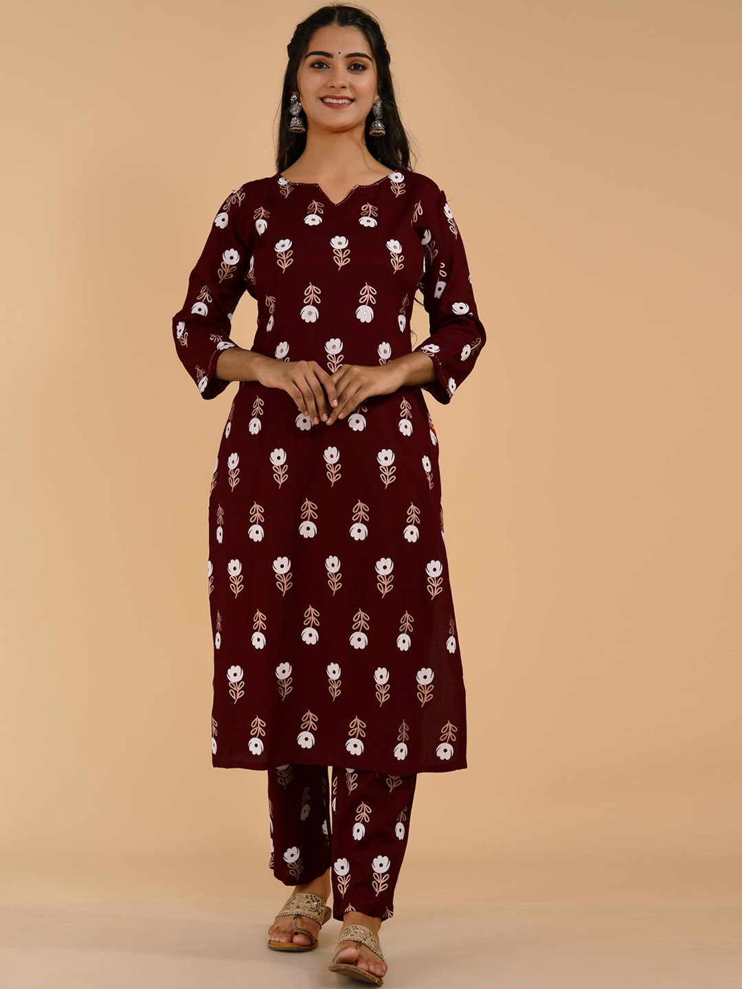 Women Teal Cotton Blend Kurta set