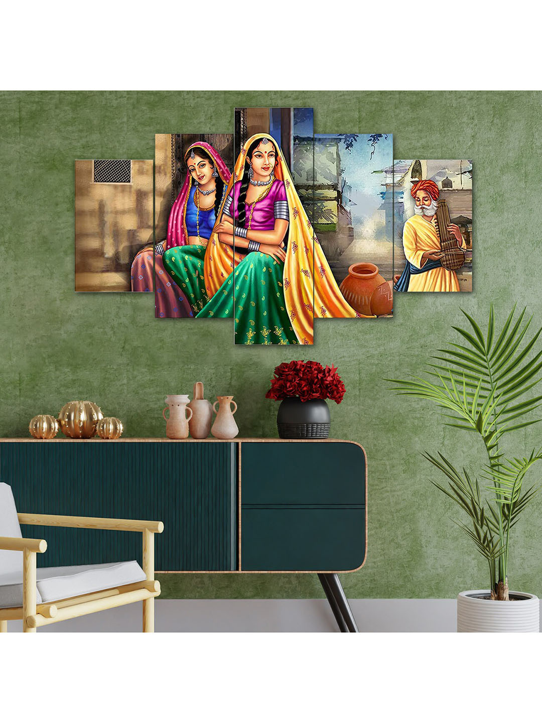 Buy Perpetual Set Of 5 Multicoloured Wall Paintings Wall Art for