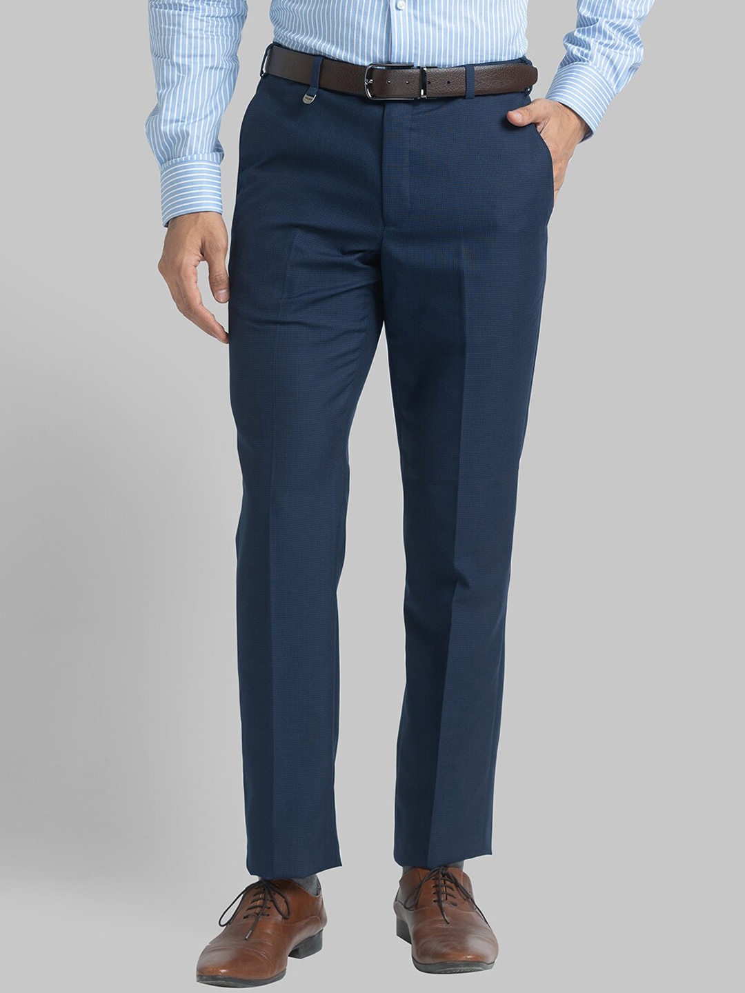 Buy Park Avenue Men Blue Mid Rise Trousers - Trousers for Men 19218766 ...