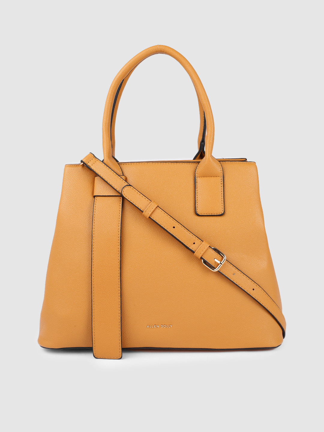 Buy Allen Solly Mustard Yellow Solid Handheld Bag Handbags for Women