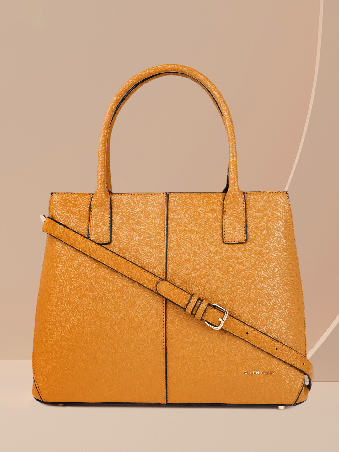 Buy Allen Solly Mustard Yellow Solid Handheld Bag Handbags for Women