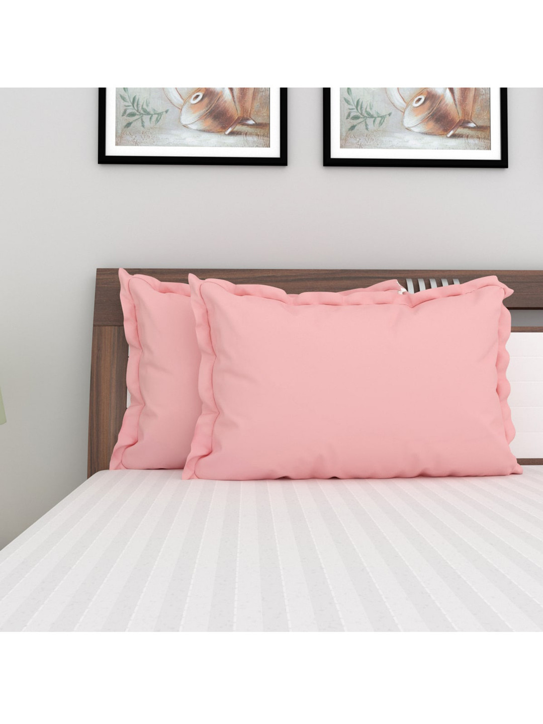 Buy Home Centre Set Of 2 Pink Solid Cotton Pillow Covers Pillow