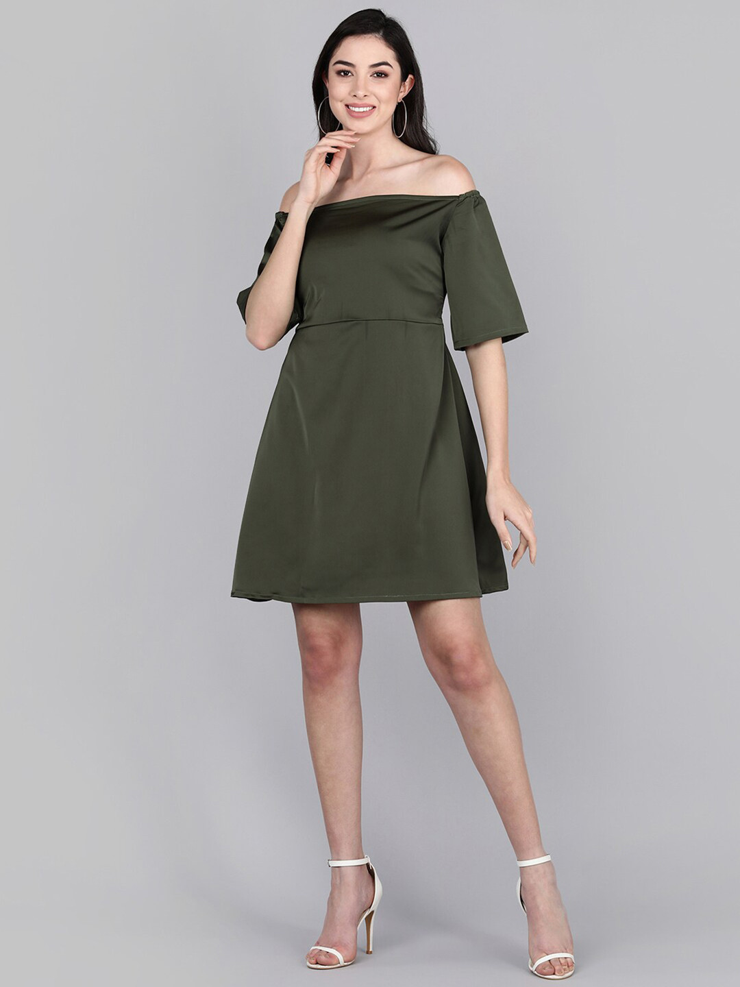 Buy Fashfun Green Off Shoulder Satin Dress Dresses for Women 19222290