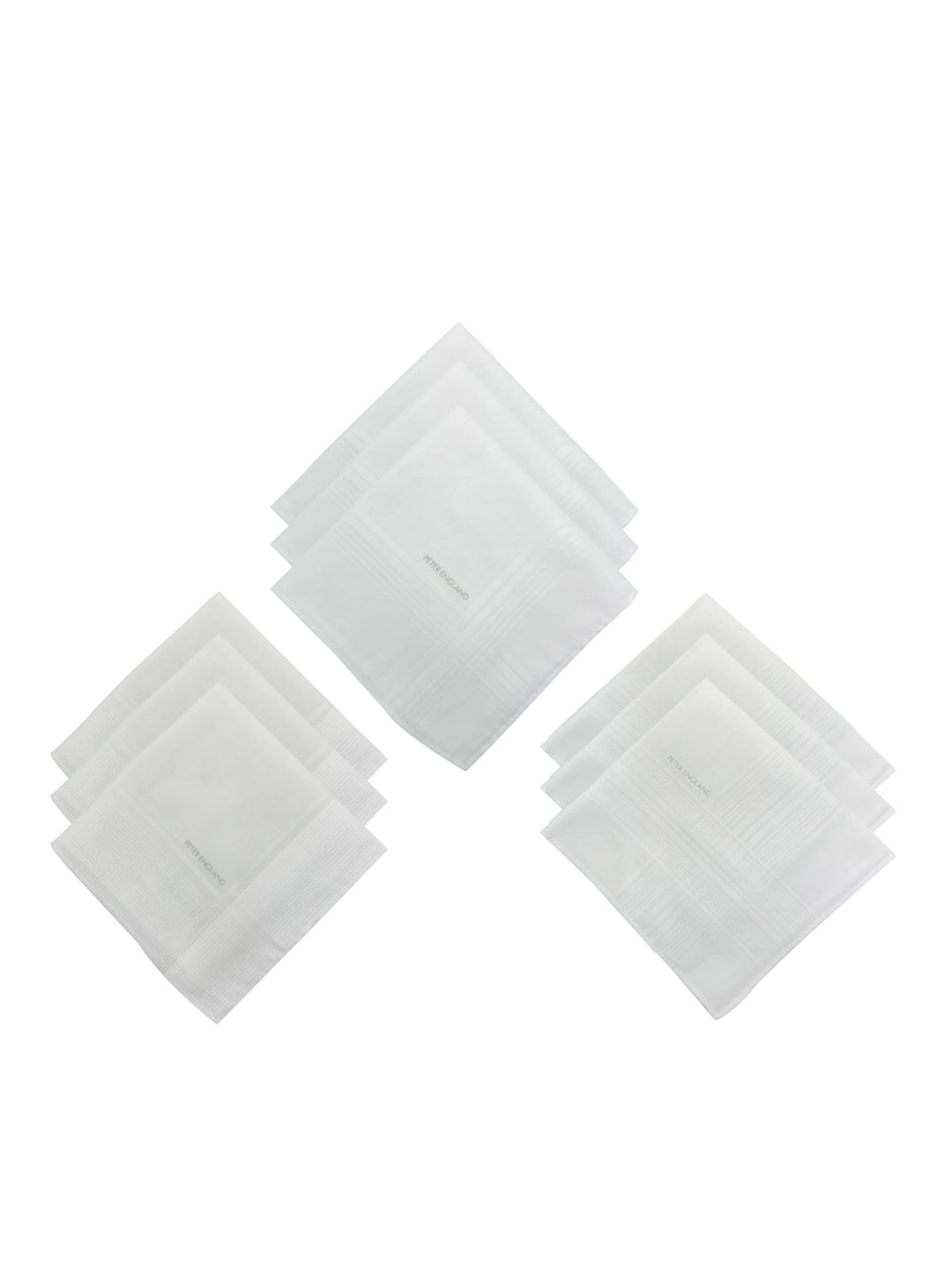 Buy Peter England Men Pack Of 9 White Striped Handkerchief
