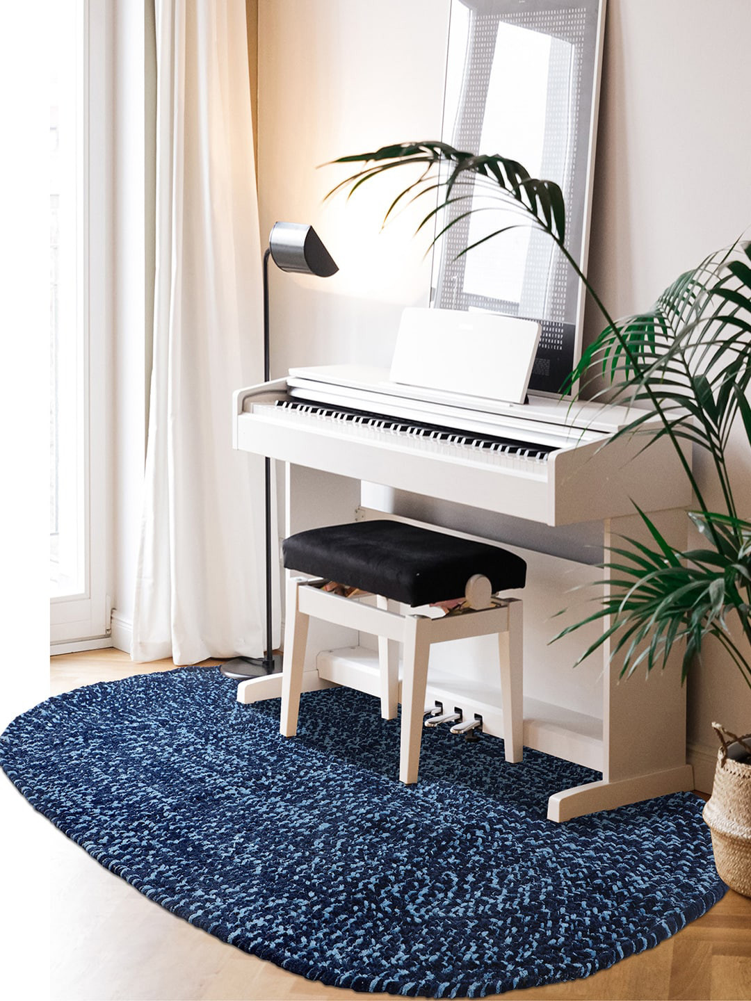 Buy Pano Blue Reversible Tweed Braided Rug Floor Mats & Dhurries for