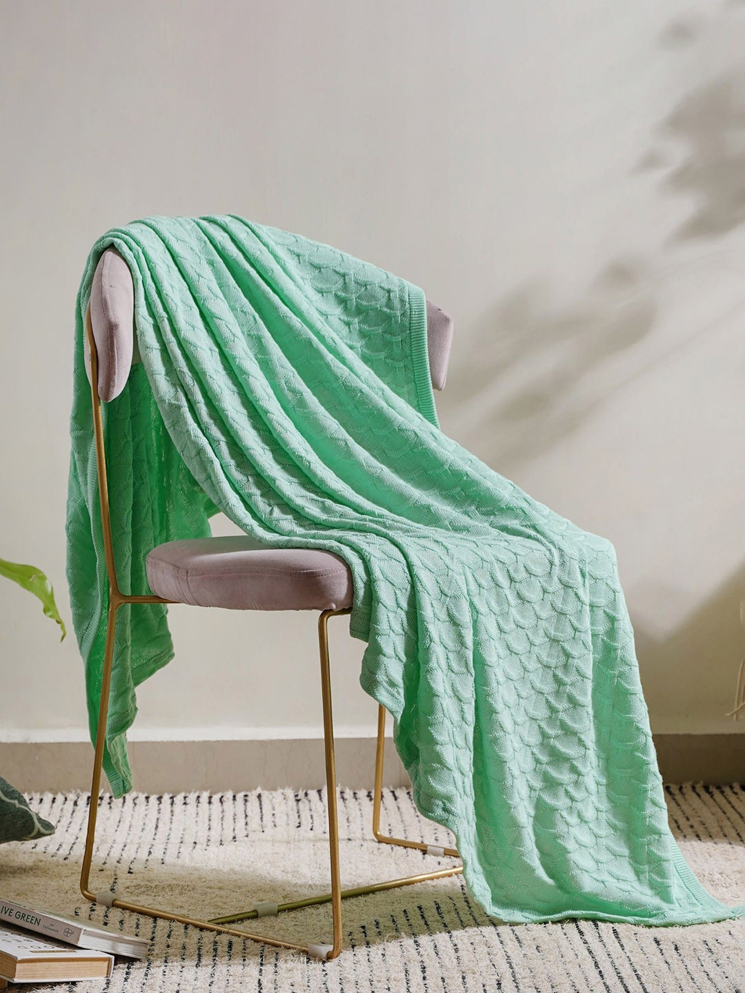 Buy Nestasia Mint Green Scallop Knitted Throw Throws for Unisex 19227930 Myntra