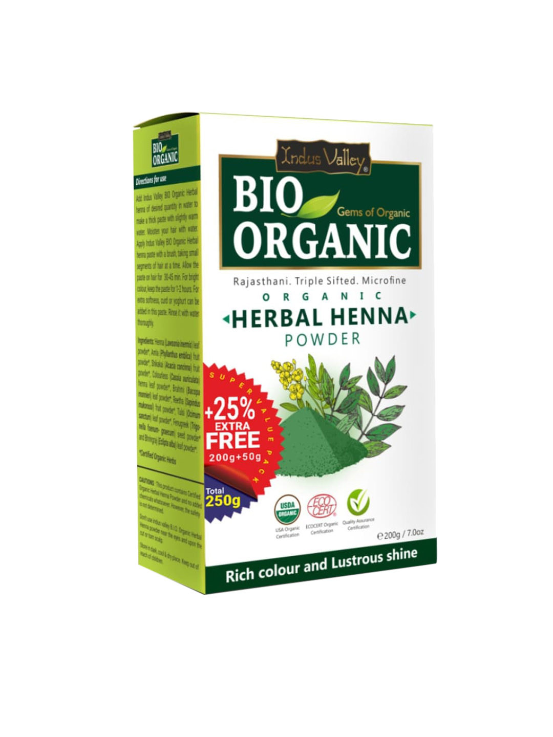 Buy Indus Valley Bio Organic Pure Herbal Henna Powder For Rich Colour 250 G Hair Colour for