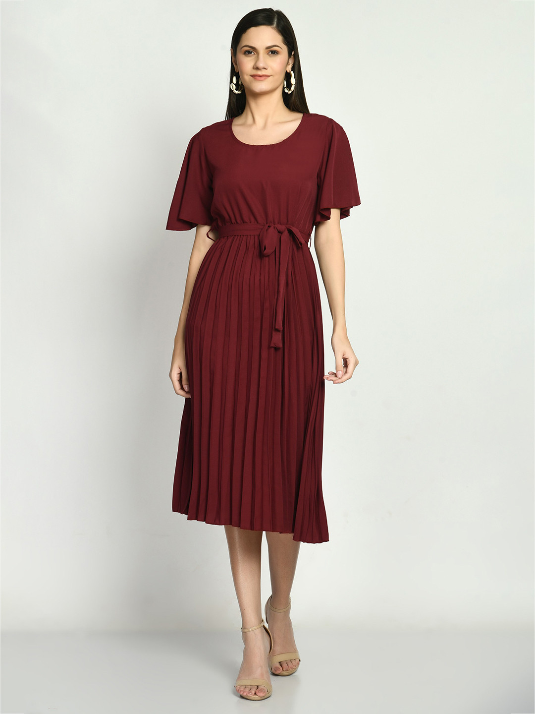 Buy LEXREX Women Maroon Midi Dress Dresses for Women 19230200 Myntra