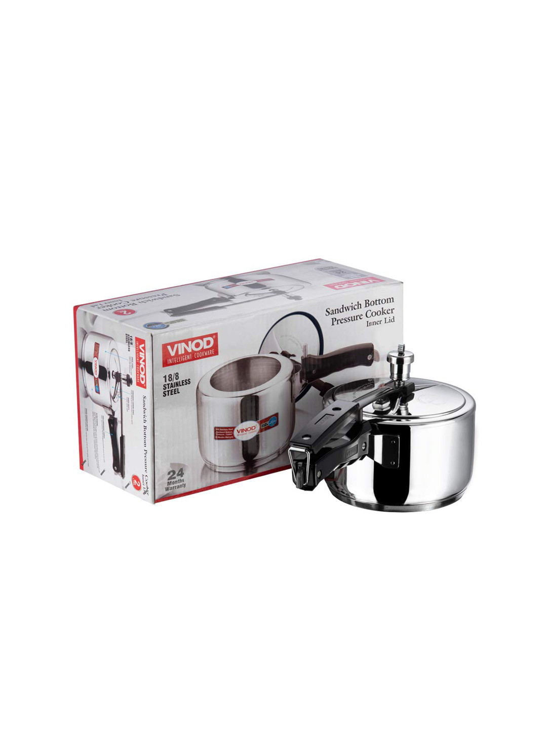 Buy Vinod Silver Toned & Black Solid Induction Base Stainless Steel