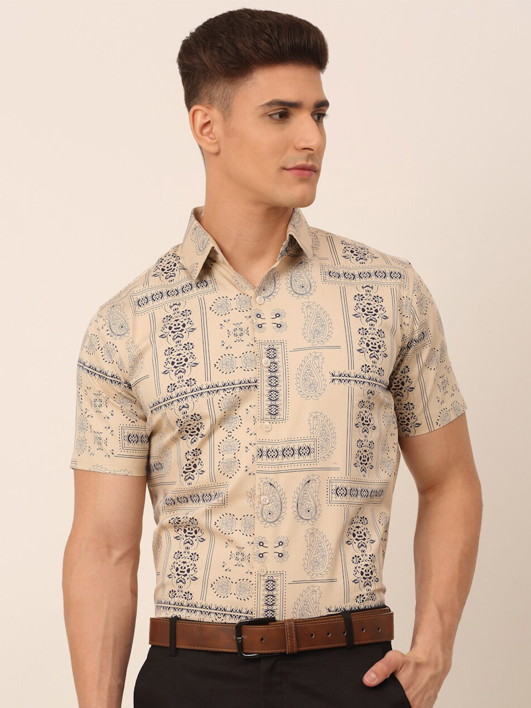 Buy JAINISH Men Beige Printed Cotton Classic Formal Shirt Shirts for