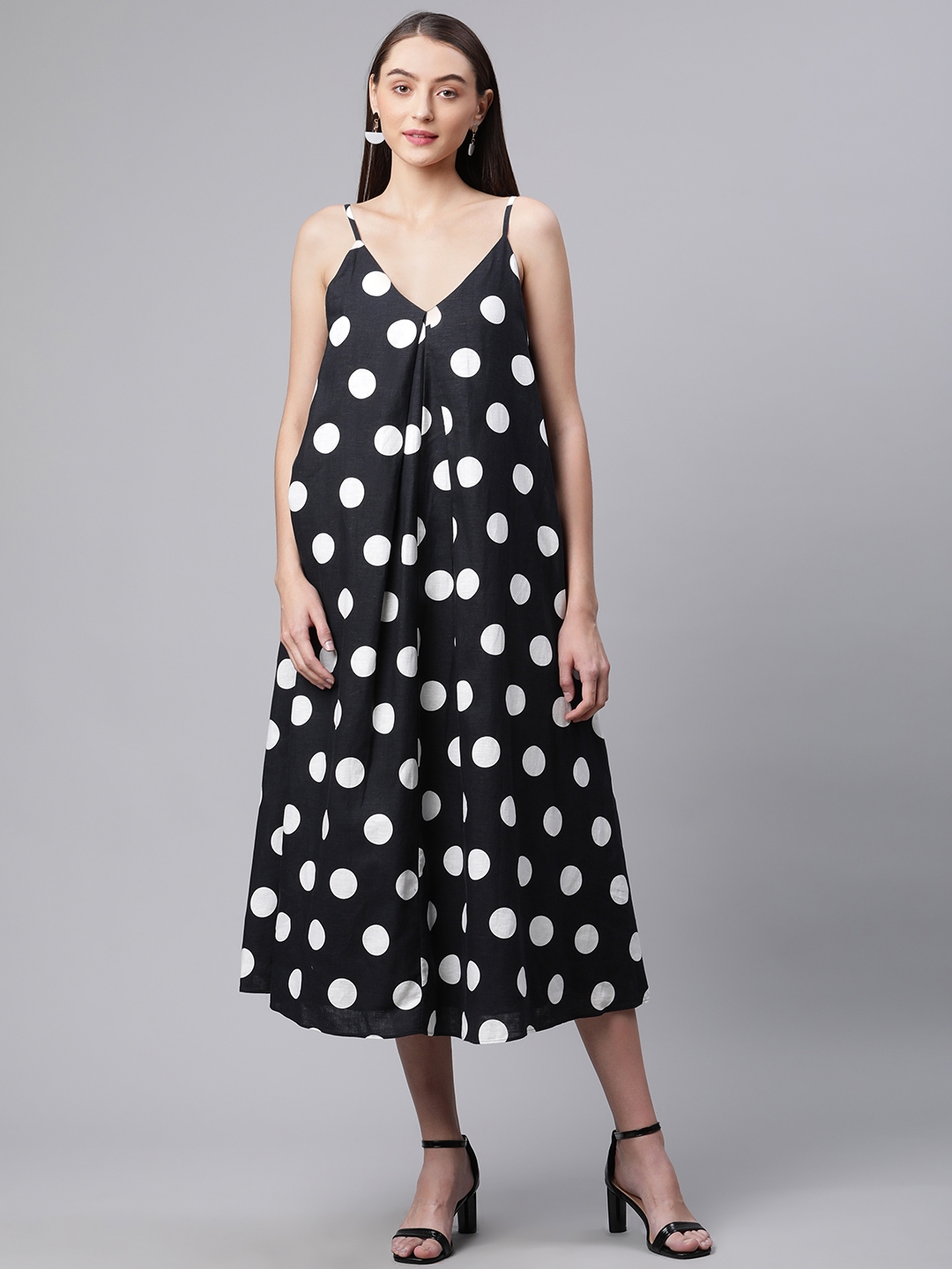 Buy Marks & Spencer Black & White Polka Dot Print Sheath Midi Dress ...