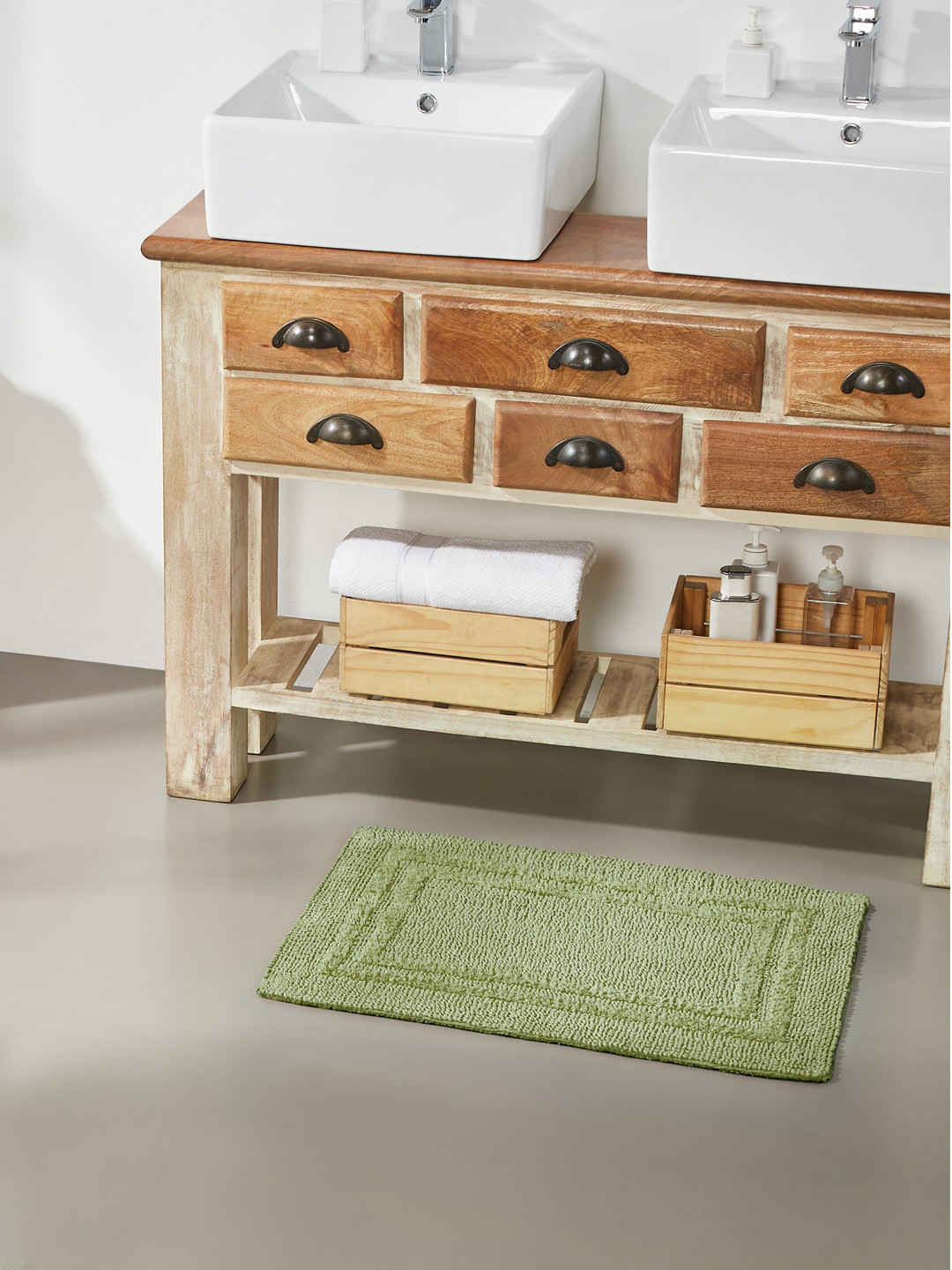 Buy Pano Green Solid 1902 GSM Pure Cotton Bath Mat Bath Rugs for