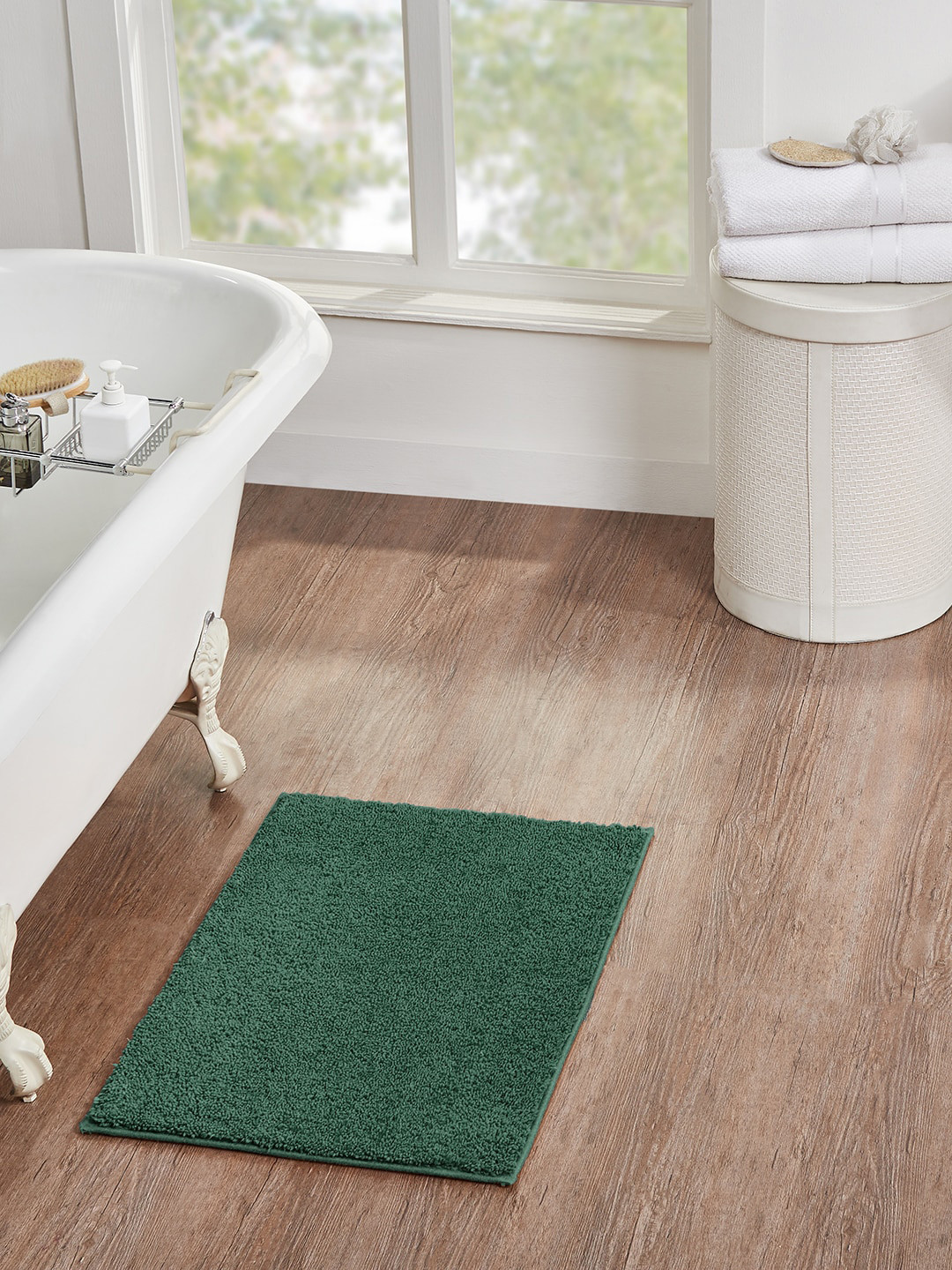 Buy Pano Dark Green Solid 1450 GSM Bath Mat Bath Rugs for Unisex