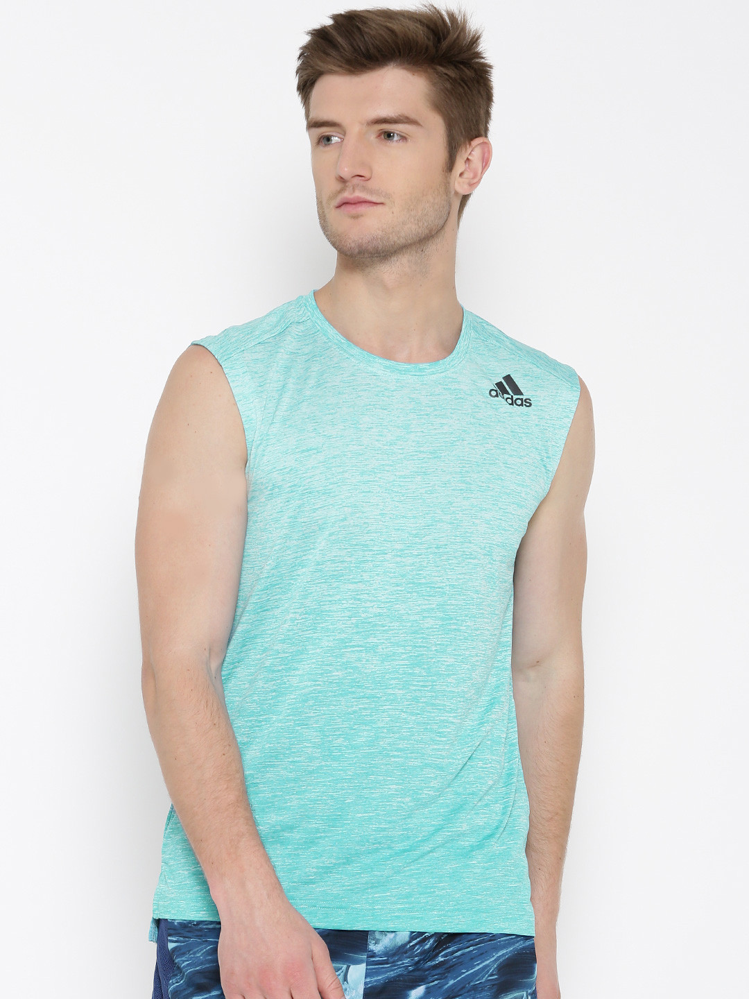 Buy ADIDAS Men Blue Solid Gradient MEL Sleeveless Round Neck T Shirt