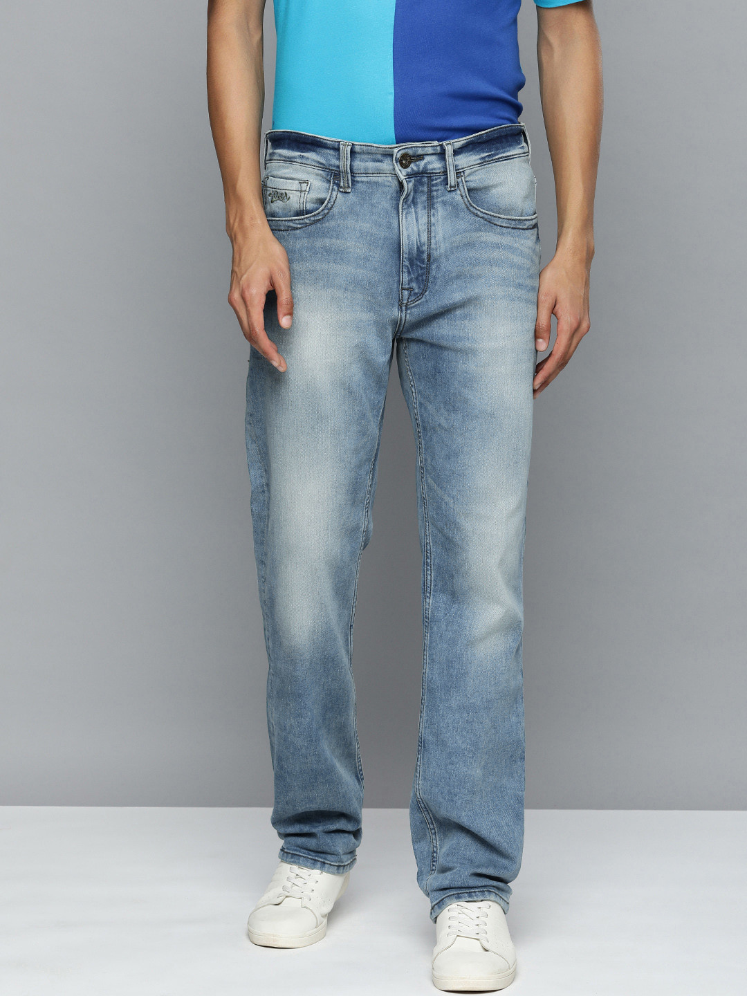 Buy Flying Machine Men Blue Slim Fit Heavy Fade Stretchable Jeans ...