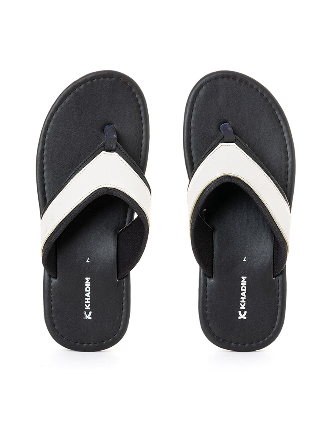 Buy Khadims Men White & Black Thong Flip Flops - Flip Flops for Men