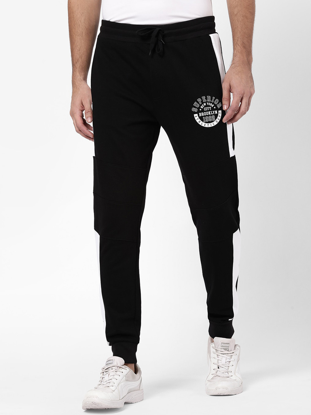 Buy R&B Men Black Solid Cotton Joggers Track Pants for Men 19253300