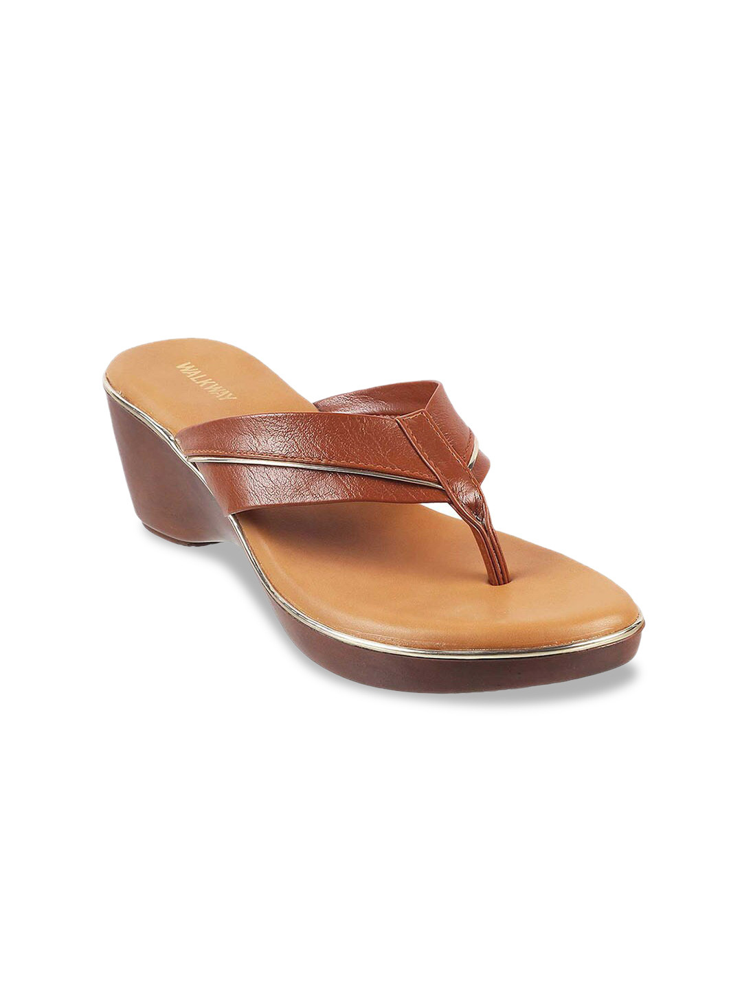 Buy WALKWAY By Metro Tan Wedge Sandals Heels for Women 19256642 Myntra