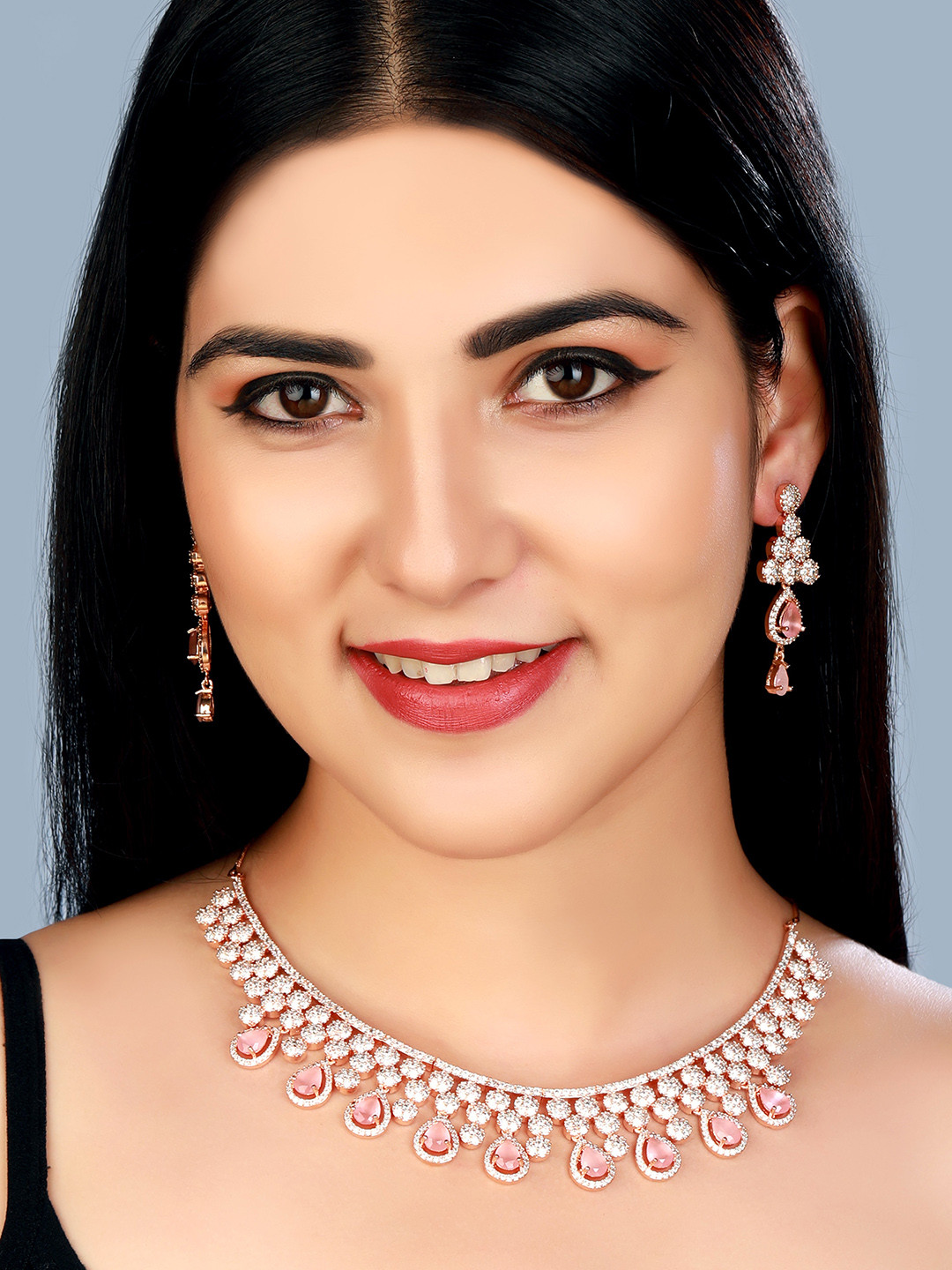 Buy Aadita Gold Plated Gold Toned Stone Studded Jewellery Set