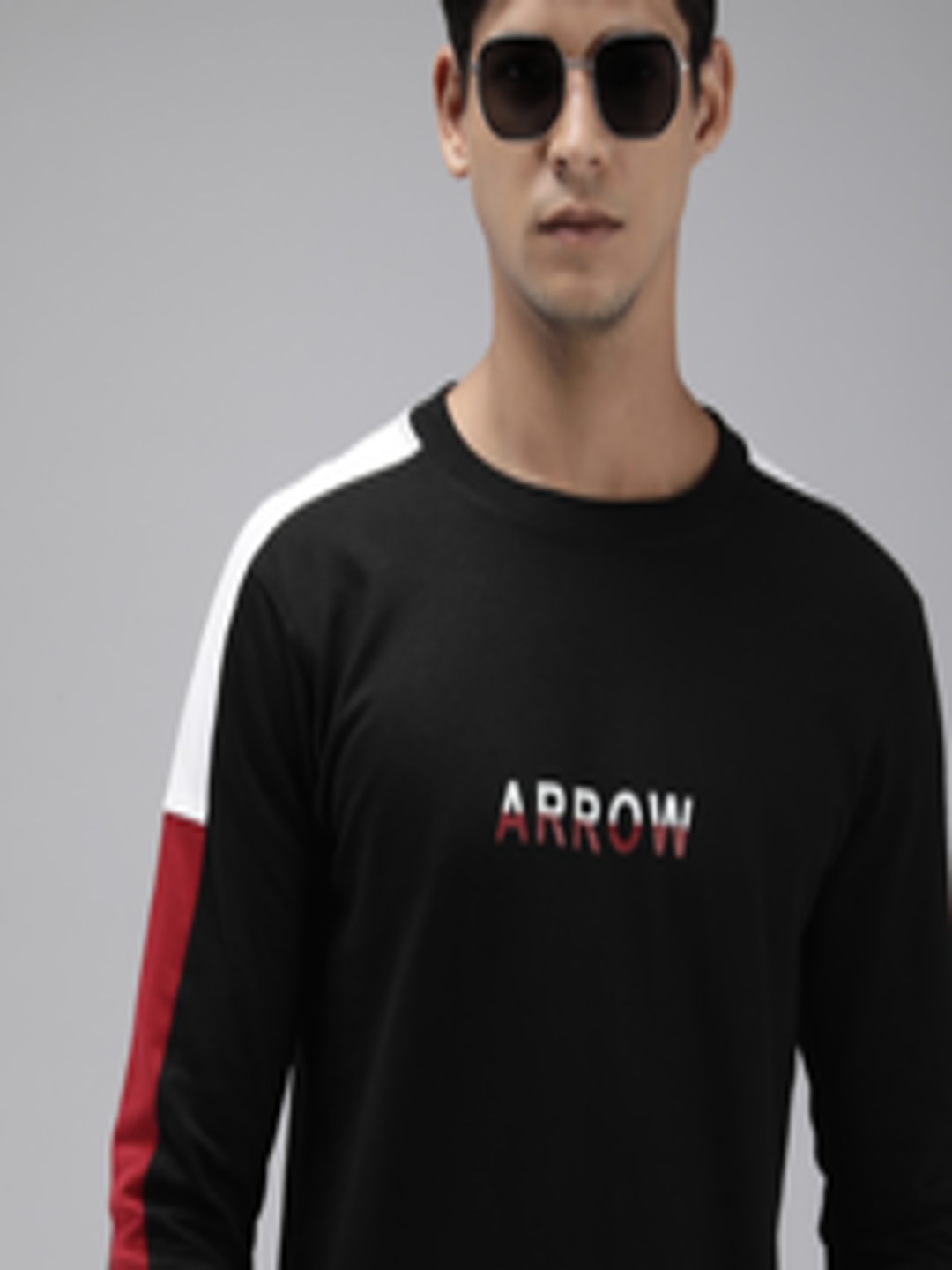 Buy Arrow Round Neck Minimal Brand Logo Print Detail Sweatshirt ...