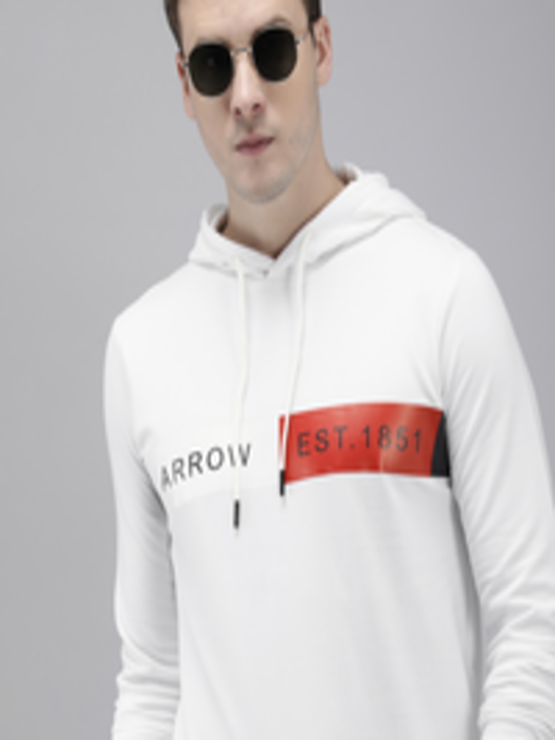 Buy Arrow Long Sleeves Printed Hooded Sweatshirt - Sweatshirts for Men ...