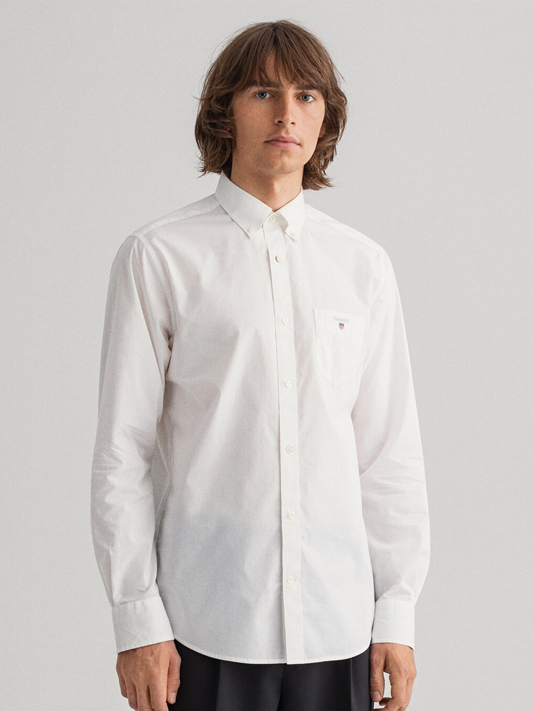 Gant Men White Solid Round Neck Tshirt
