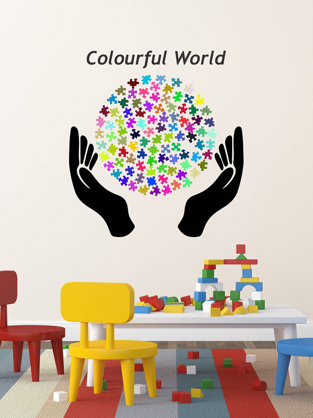 Buy WALLSTICK Black Colourfull World Vinyl Wall Sticker Decals And