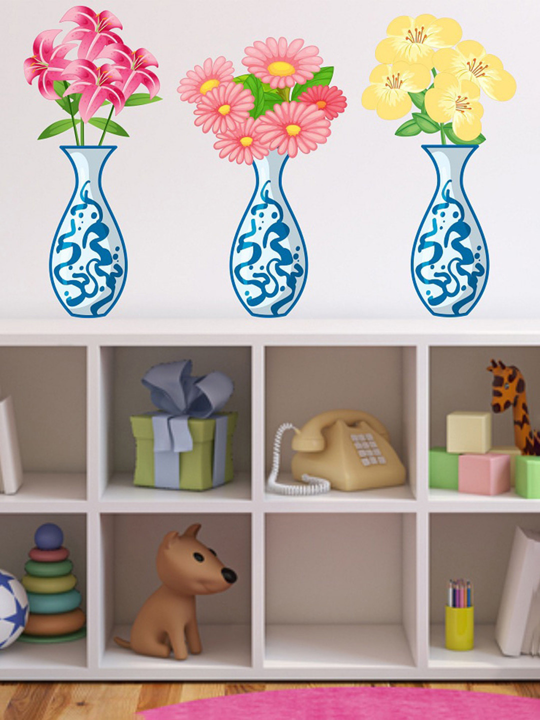 Buy WALLSTICK Blue Cute Flower Vinyl Wall Sticker Decals And Stickers