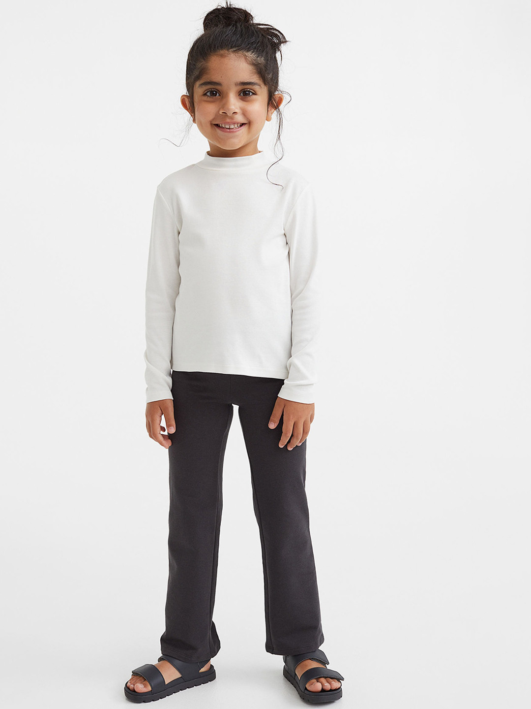 Buy H&M Kids Girls Grey Solid Flared Leggings Leggings for Girls