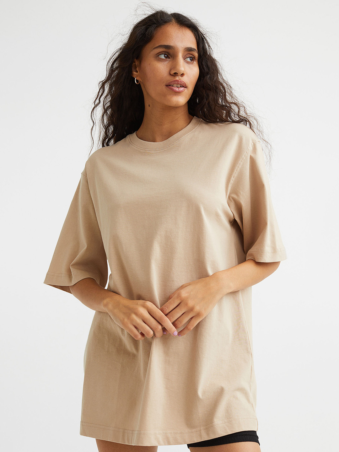 Buy H&M Women Beige Solid Oversized T Shirt Tshirts for Women