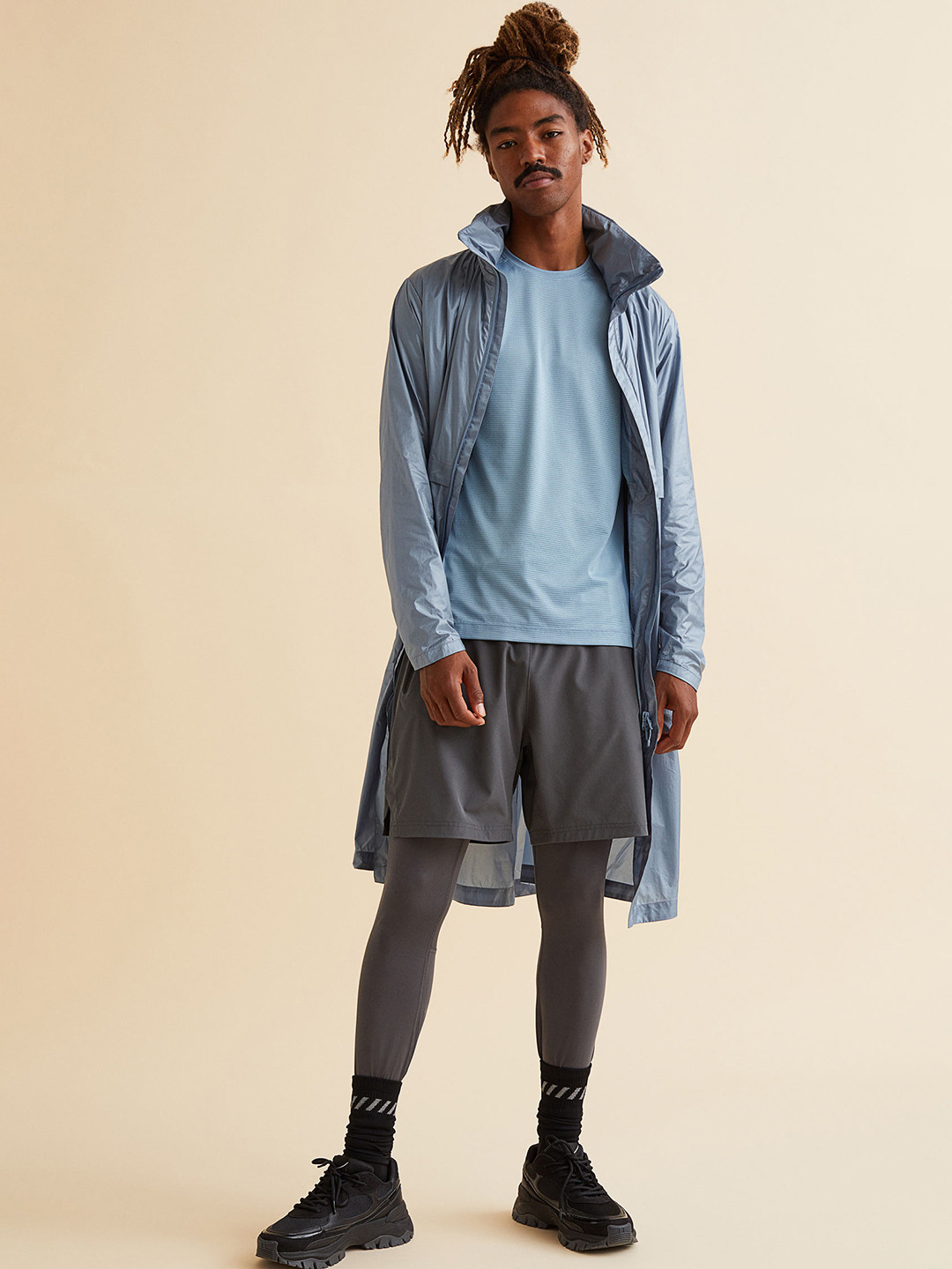 Buy H&M Men Blue Relaxed Fit Water Repellent Parka Jackets for Men