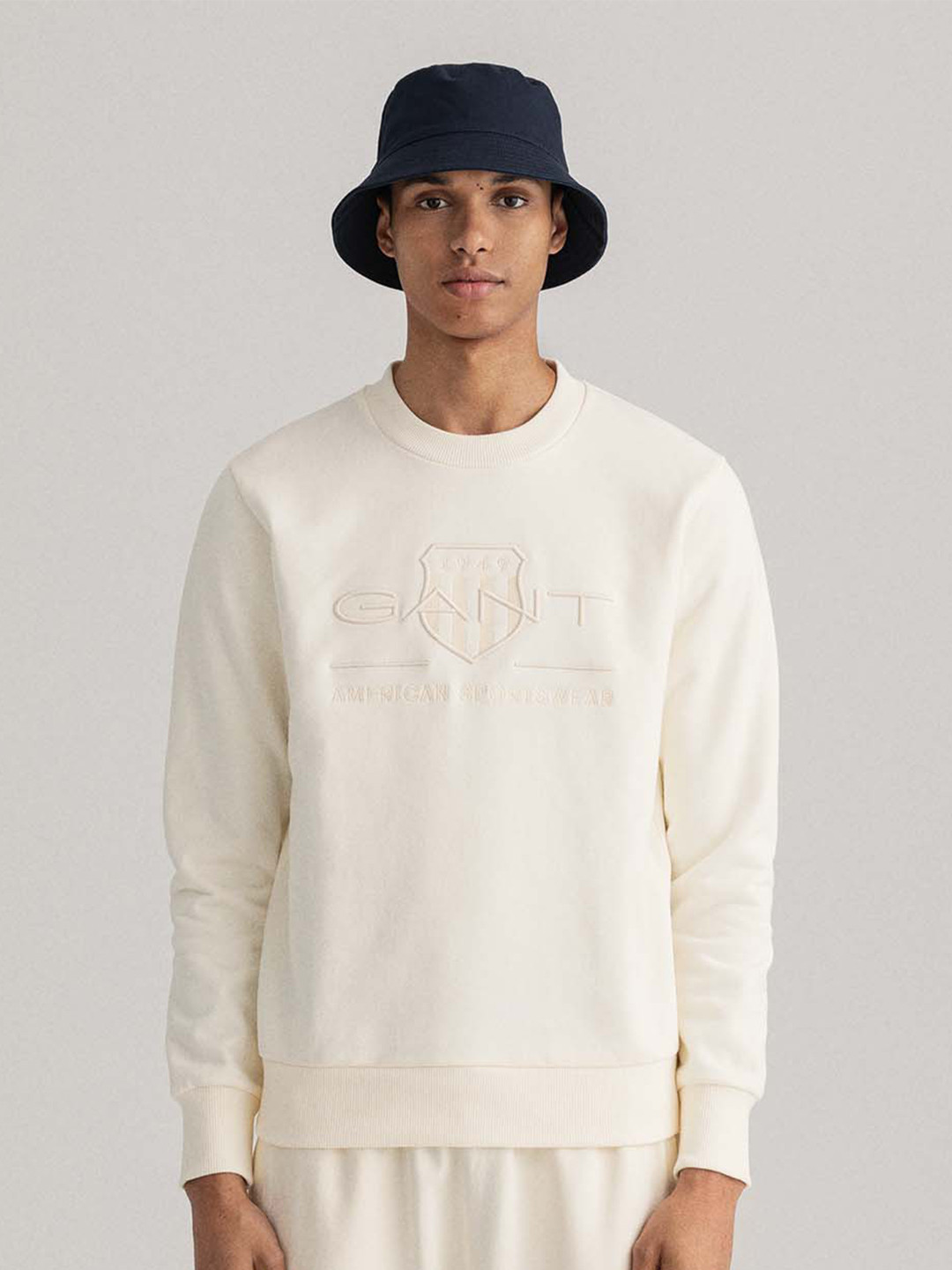 Gant Boys Off White Solid Hooded Sweatshirt