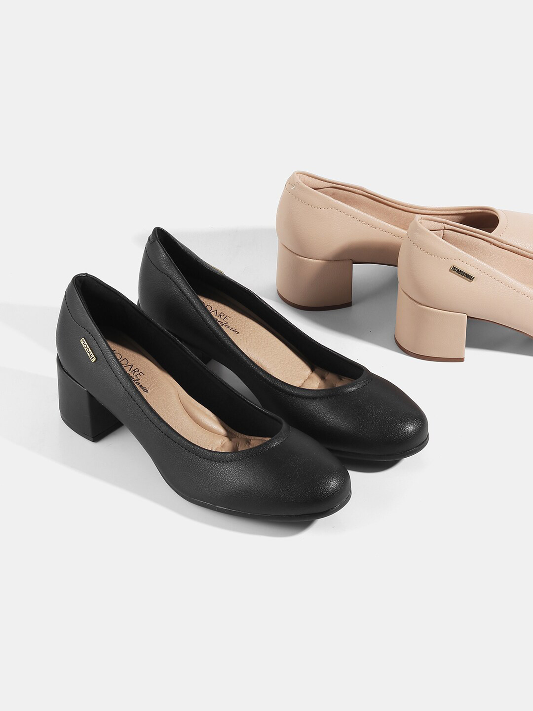 Buy MODARE Black PU Block Pumps Heels for Women 19270796 Myntra