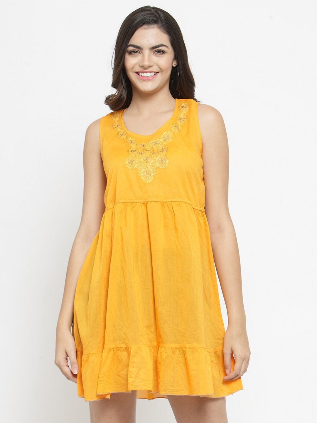 Buy Purple State Orange Embroidered A Line Dress Dresses for Women