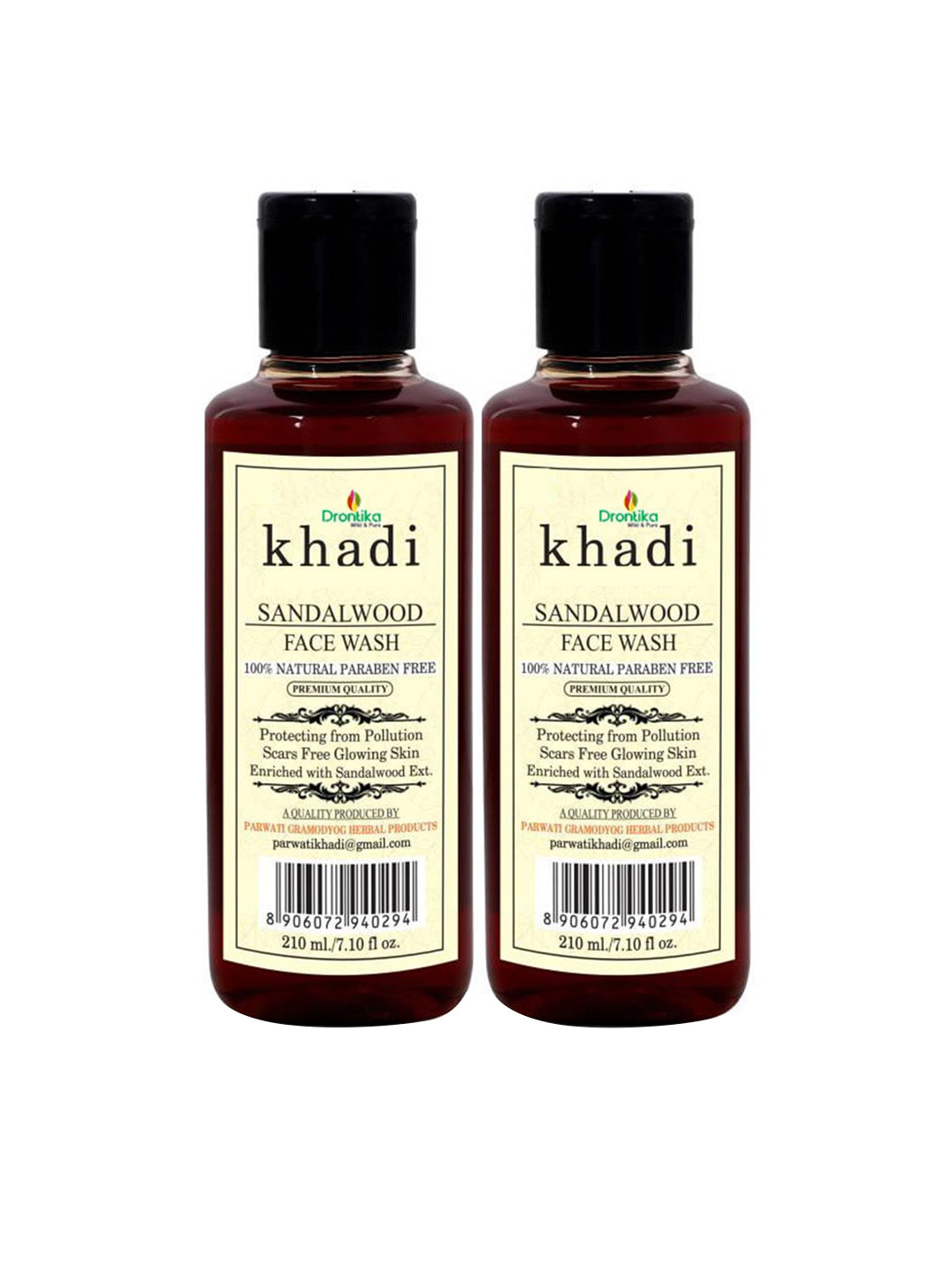 Buy DRONTIKA Set Of 2 Khadi Herbal Sandalwood Face Wash And Cleanser