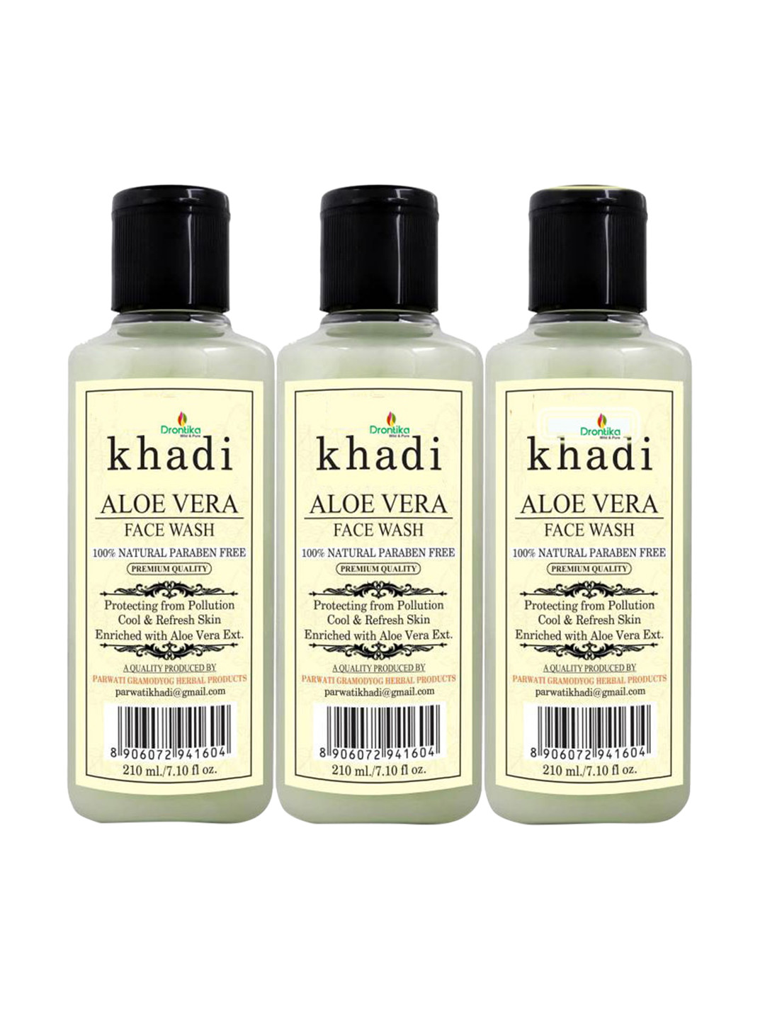 Buy DRONTIKA Set Of 3 Khadi Aloevera Face Wash Cleanser 630ml Face