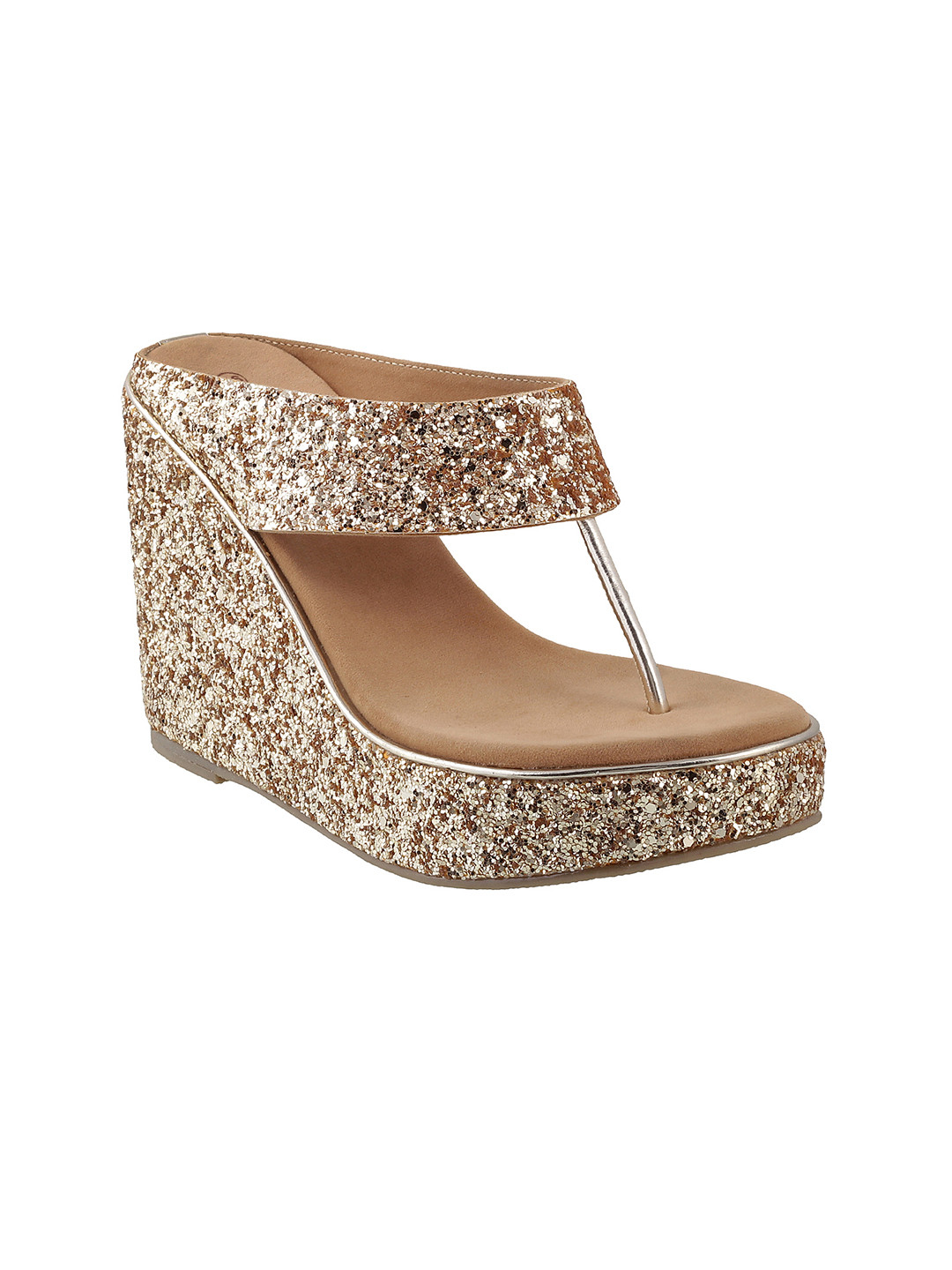 Buy Mochi Women Gold Toned Shimmer Sandals - Heels for Women 1927814 | Myntra