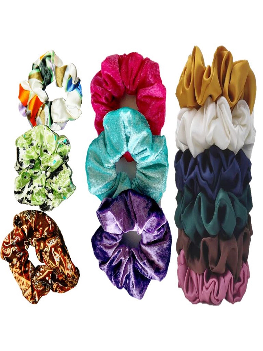 Buy Dian Women Set Of 12 Satin And Velvet Scrunchies Hair Accessory For Women 19280388 Myntra 