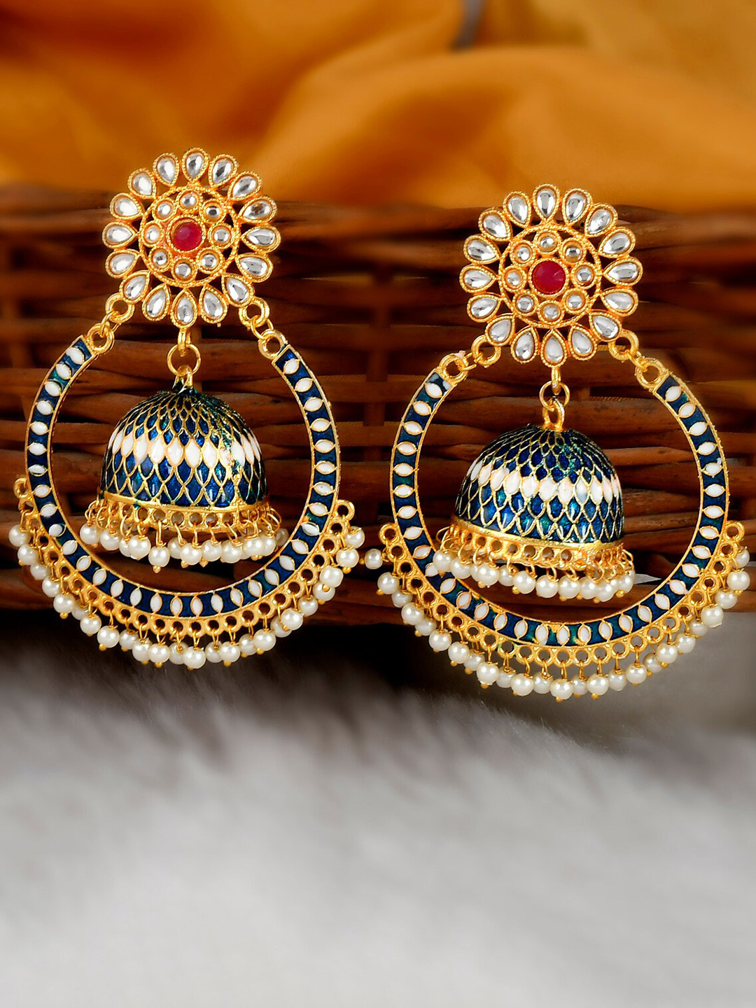 Buy DASTOOR Green Gold Plated Contemporary Drop Earrings Earrings for