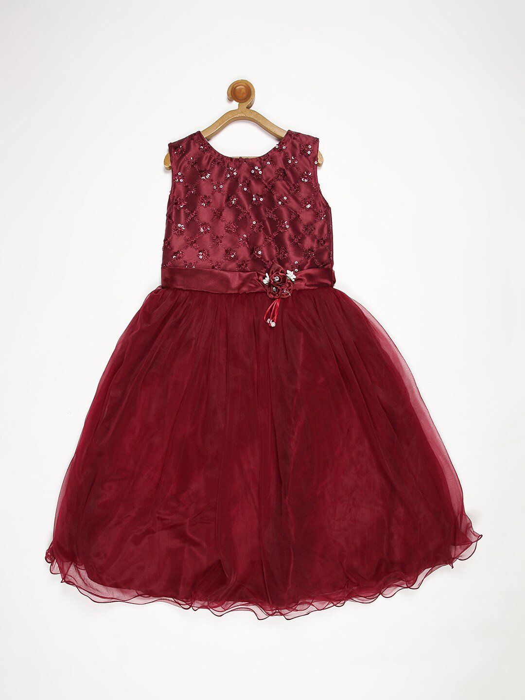Buy V2 Value & Variety Girls Maroon Net Dress Dresses for Girls