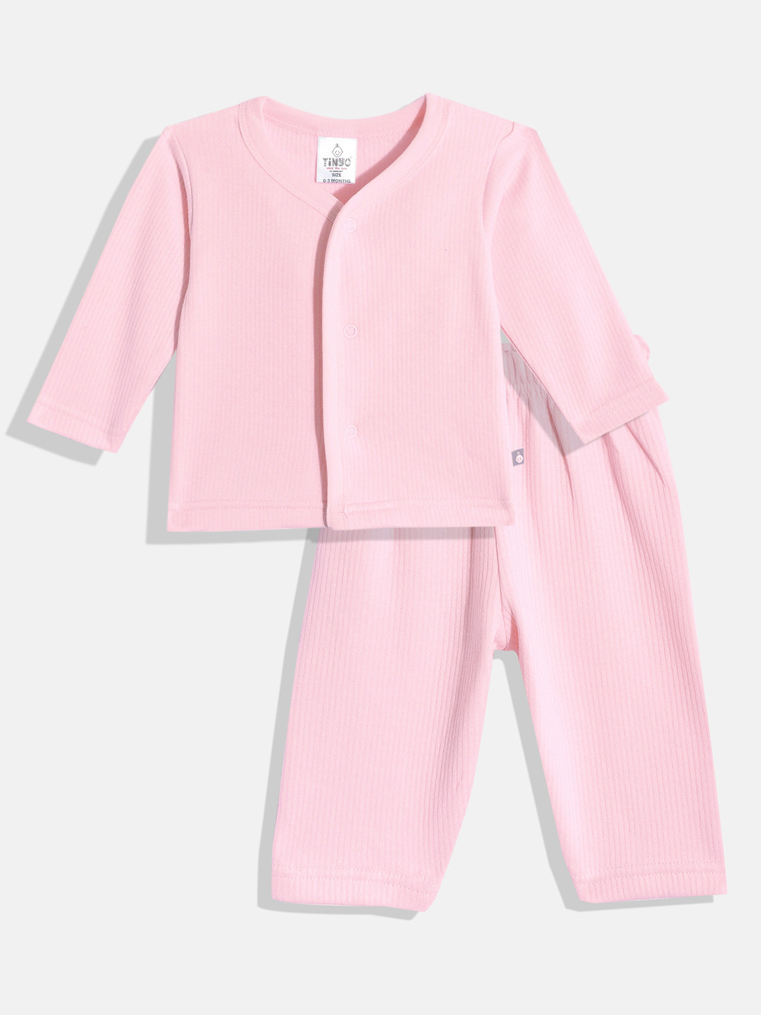Buy TINYO Infants Pink Solid Pure Cotton Thermal Set Thermal Set for