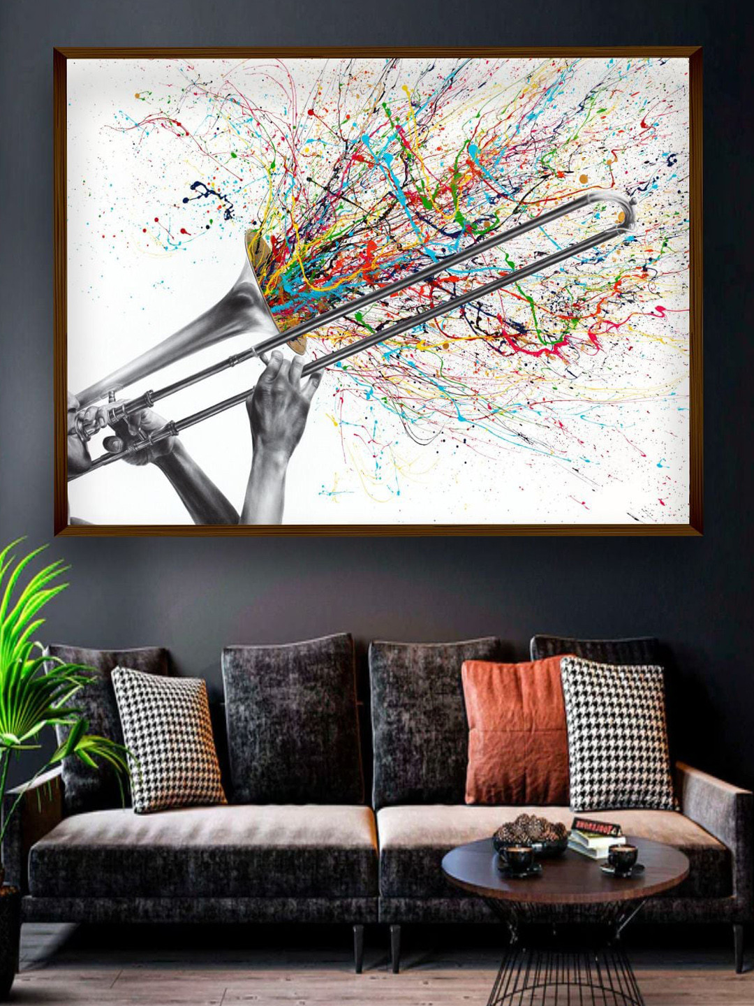 Buy The Art House White & Blue Abstract Framed Wall Painting Wall Art