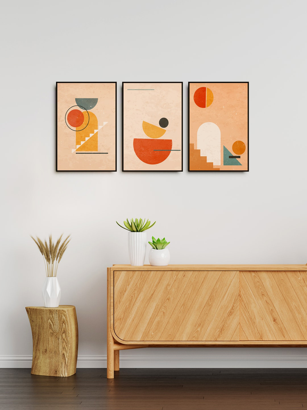 Buy 999Store Set Of 3 Nude Coloured & Orange Printed Bedroom Office