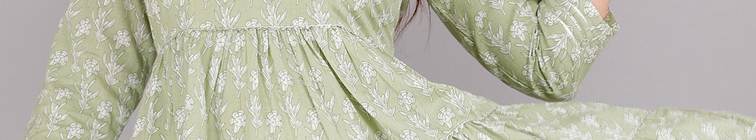 Buy KALINI Green Floral Printed Tiered Kurti - Kurtis for Women ...