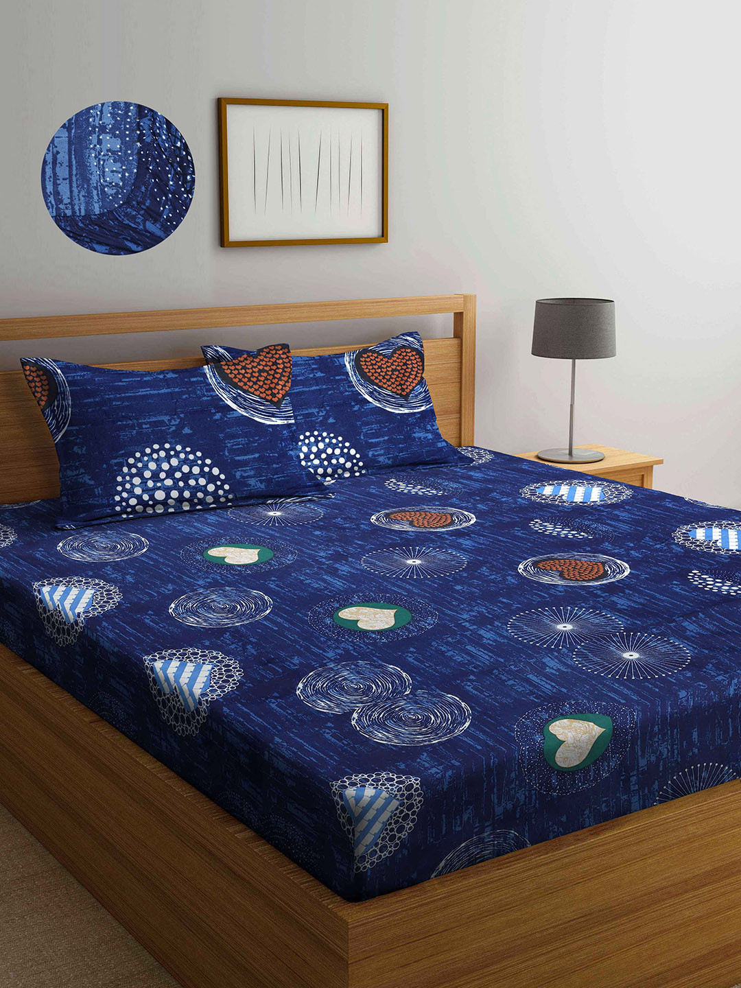 Buy Arrabi Unisex Blue Printed Bedsheets Bedsheets for Unisex