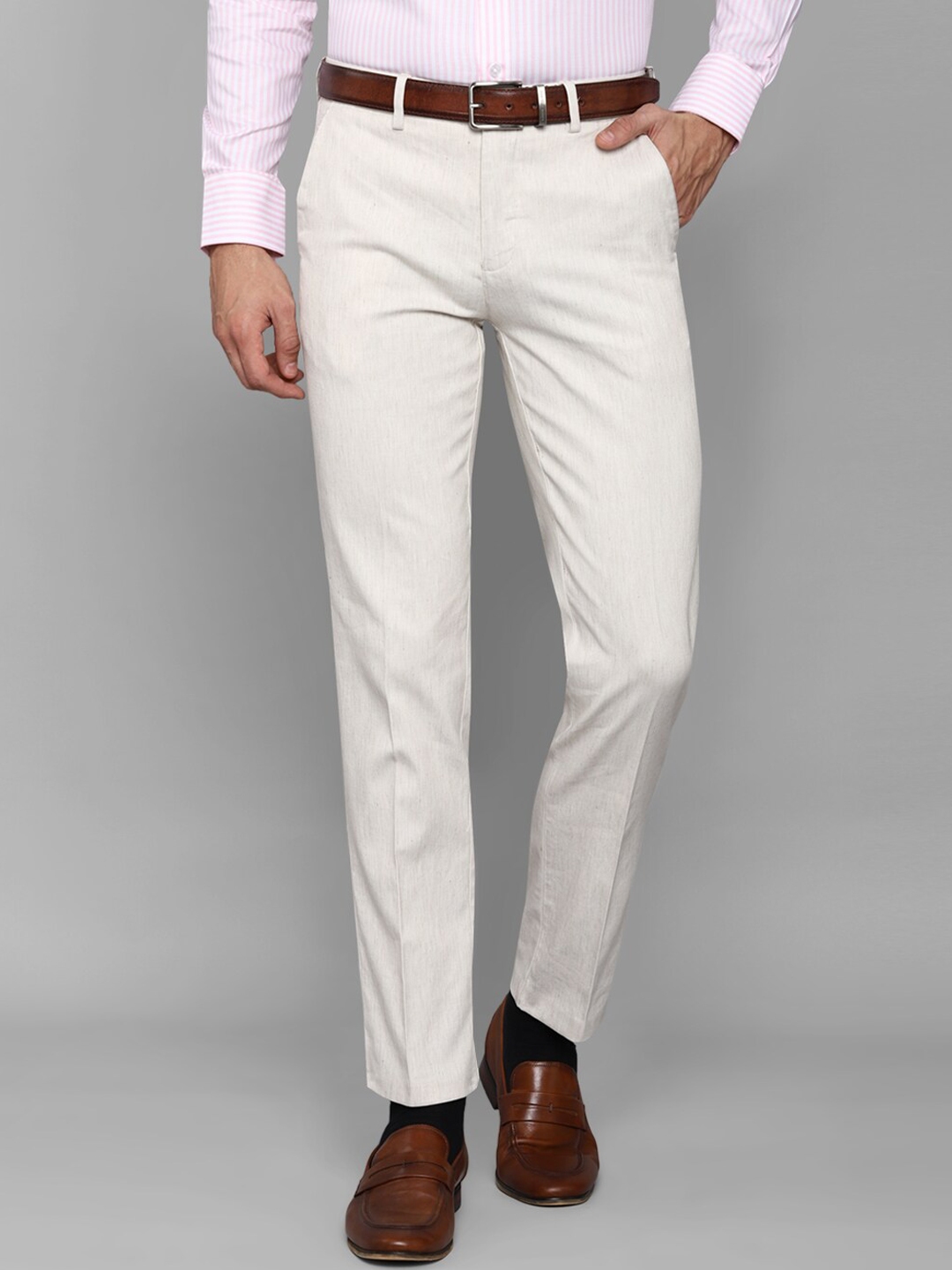 Buy Louis Philippe Men Grey Slim Fit Trousers - Trousers for Men ...