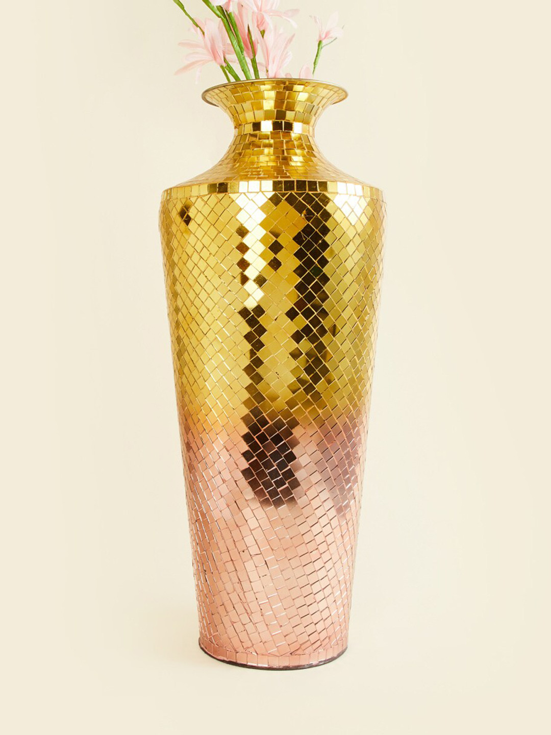 Buy Home Centre Gold Toned Textured Metal Floor Vase Vases for Unisex
