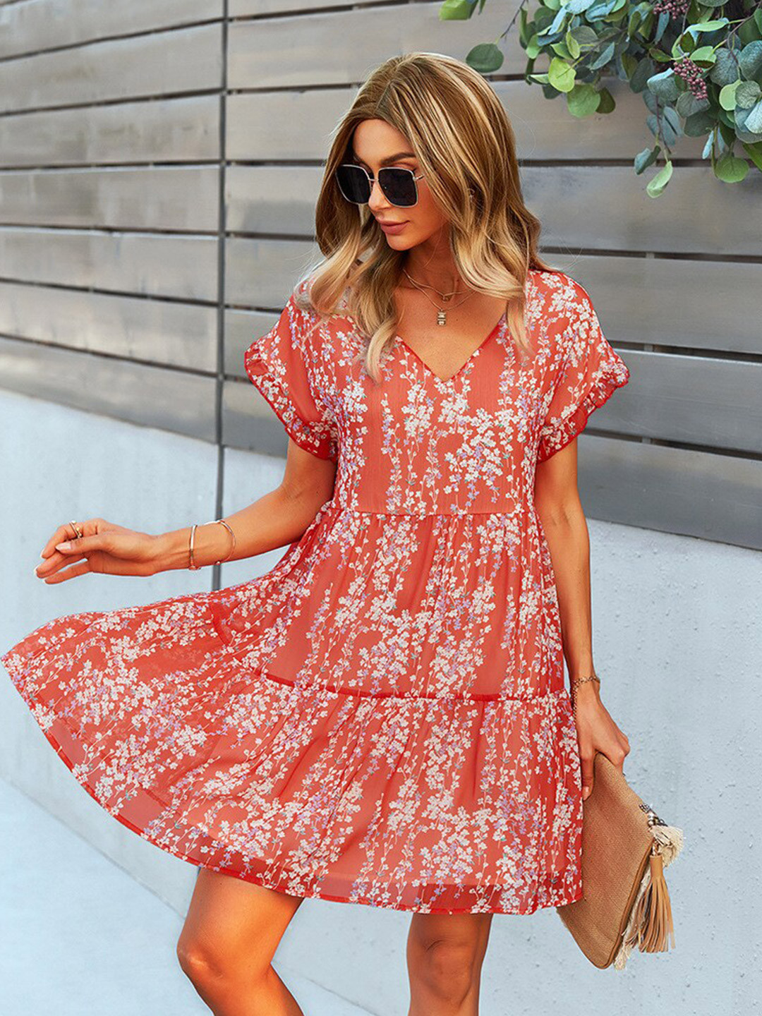 Buy La Aimee Women Charming Red Floral Dress Dresses for Women